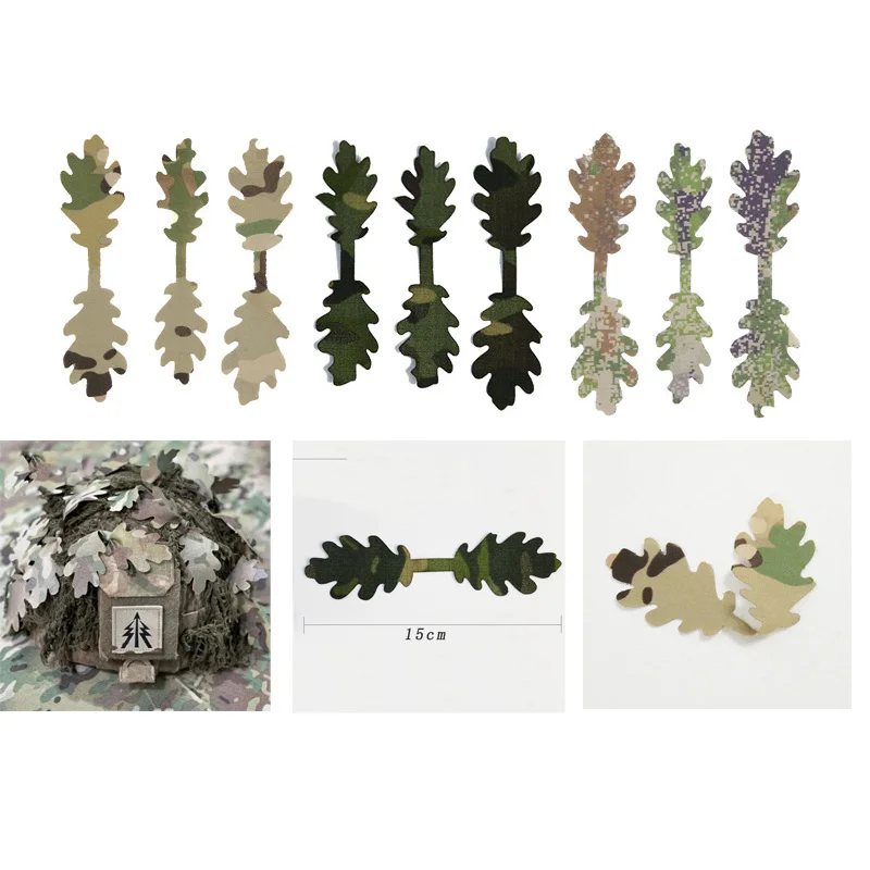 Ropa de camuflaje táctico ghillie de 15 piezas, material de juegos de campo de batalla, tiras de camuflaje de doble cara DIY - imagen 5