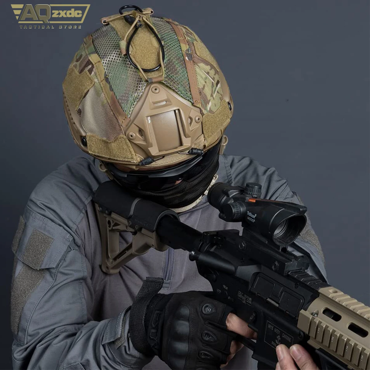 Cubierta táctica para casco con bolsa de batería NVG, caza para casco rápido, tamaño M/L y L/XL, equipo militar de tiro para caza y Paintball - imagen 2