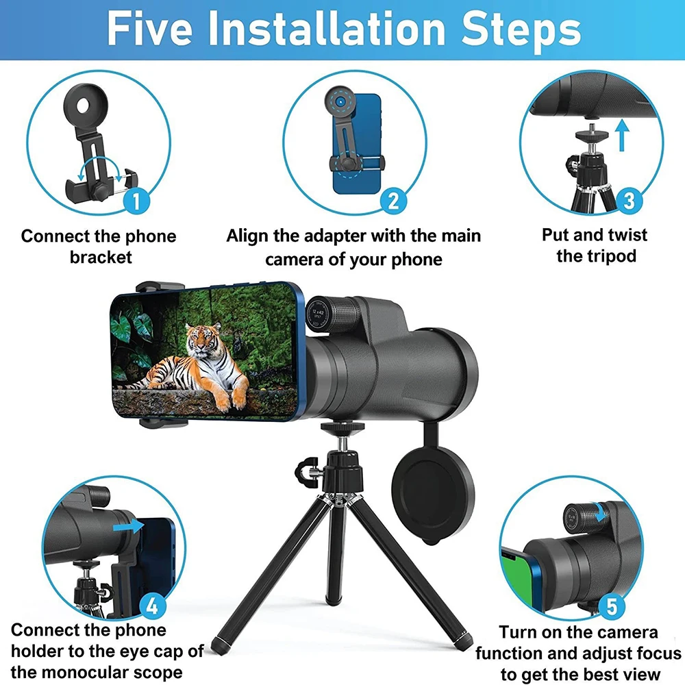 Prismáticos Monocular de largo alcance, binoculares Bak4 de gran alcance, 12x42, resistente al agua, vidrio óptico, tamaño de bolsillo para caza - imagen 3