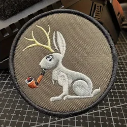 Parche velcro conejo con astas – Insignia moral bordado táctico