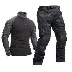 Trajes tácticos Airsoft para exteriores, uniforme de Paintball, Ropa de Trabajo, camisas de combate, pantalones Cargo de camuflaje a prueba de viento, ropa de caza para hombres