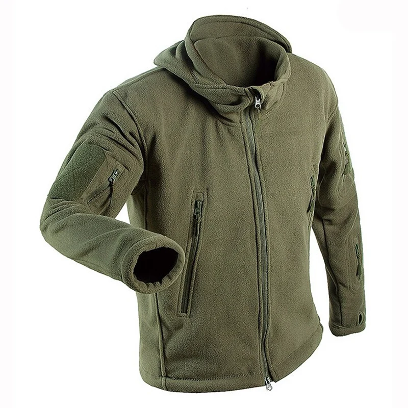 Chaqueta táctica con capucha para deportes al aire libre para hombre, traje de caza militar, jersey con cremallera, chaqueta de senderismo cálida y resistente al viento - imagen 2