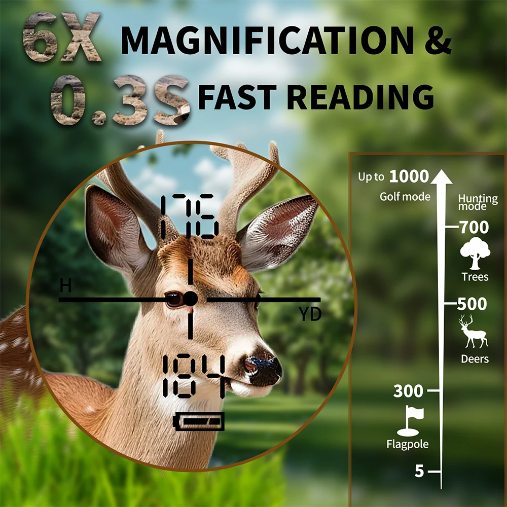 Nuevo telémetro láser de camuflaje telescopio de caza deportes al aire libre telémetro de Golf 6X medidor de distancia recargable al aire libre - imagen 3
