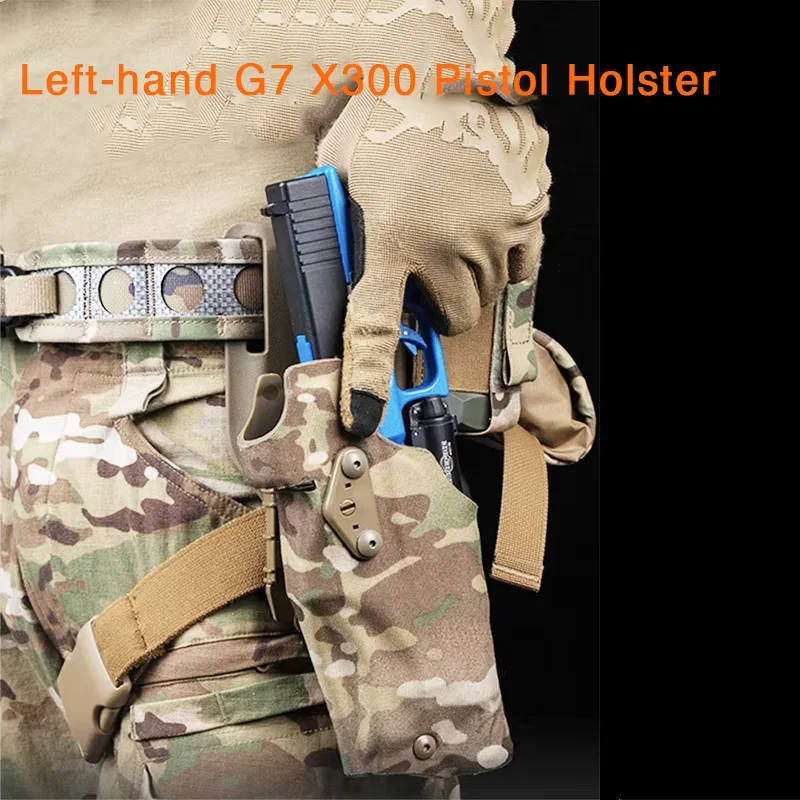 תיק עור טקטי ליד שמאל, Glock 17 Gen4 19 עם תיבת אקדח מהירה לשחרור מהיר X300, עם חגורת ירך אביזרים לירי - imagen 2