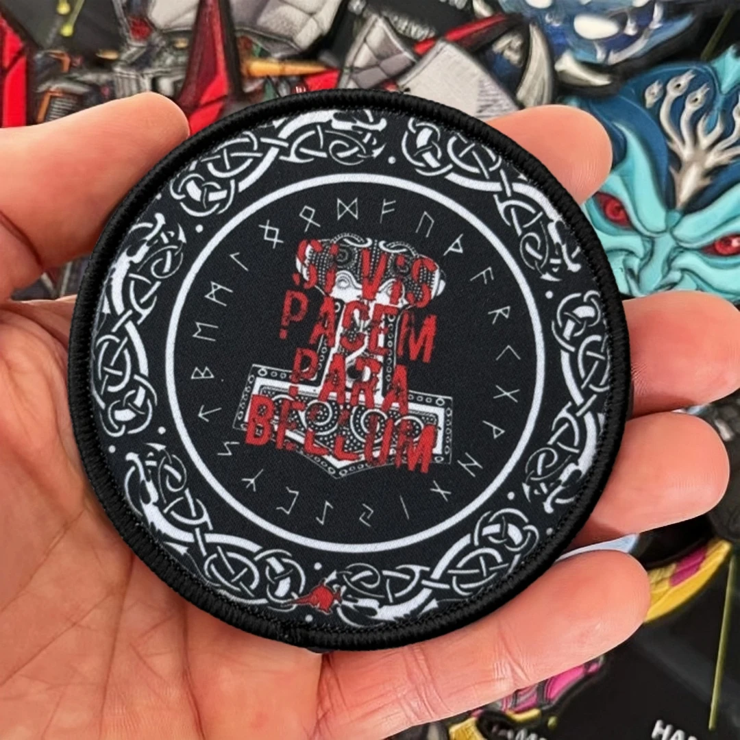 Parche táctico Hammer Morale "SI VIS PACEM PARA BELLUM", parches de gancho impresos para ropa, equipo militar, pegatina para mochila