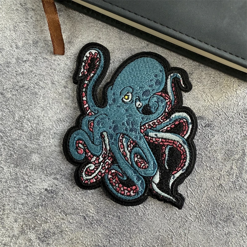 Parche bordado de pulpo, insignia de moral táctica, gancho y bucle, mochila fresca, accesorios para sombrero, pegatinas - imagen 5