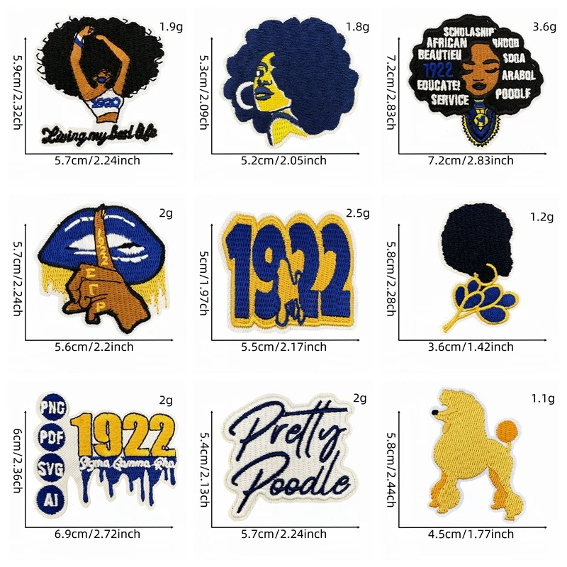 10 Uds. Parches bordados de chica negra letras 1922 insignias bordadas para coser parches para planchar para ropa chaquetas sombreros mochila Patc - imagen 2