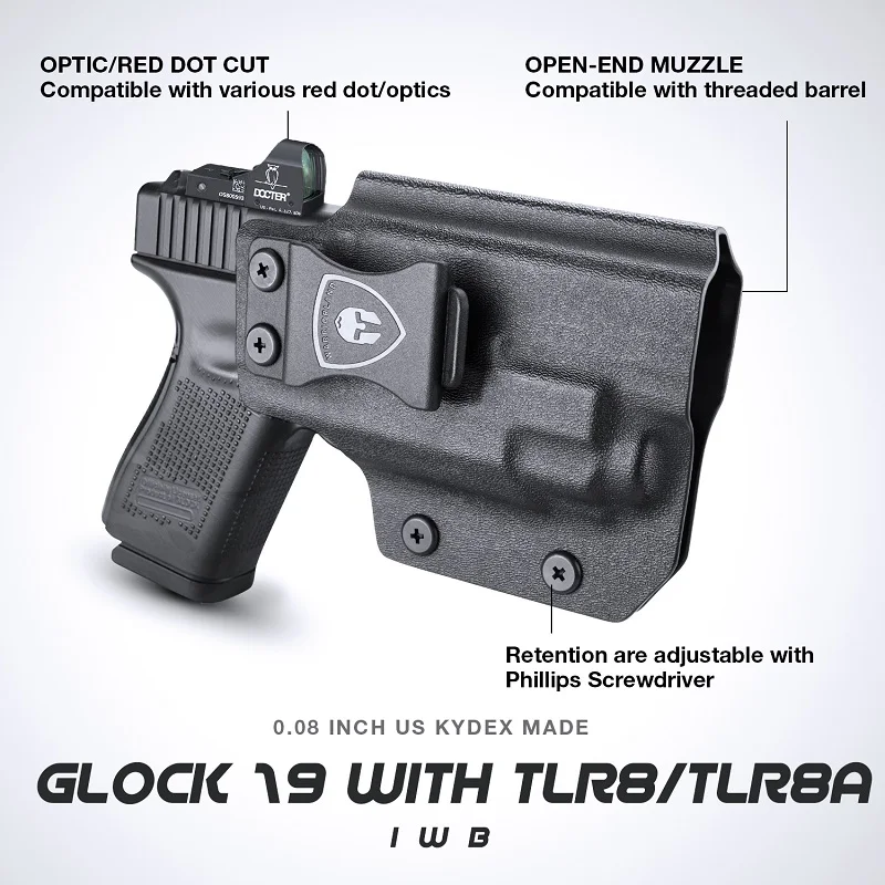 Funda IWB Kydex Glock 17/19 con corte óptico para TLR-8/TLR-8A - imagen 2