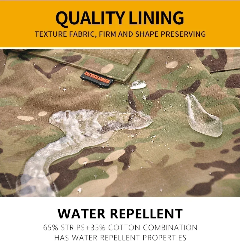 Uniforme de senderismo al aire libre para hombre, ropa de escalada, trajes de camuflaje tácticos con almohadillas, camisas de entrenamiento de caza resistentes al desgaste, conjuntos de pantalones Cargo - imagen 5