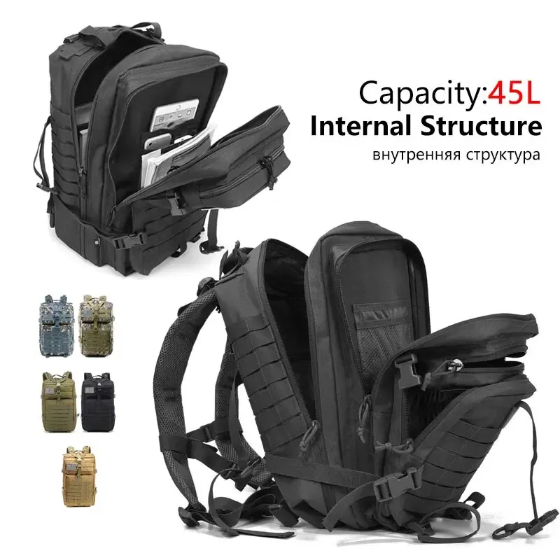 YU 50L mochila táctica de gran capacidad para hombres 3P Softback impermeable al aire libre mochila para insectos senderismo Camping fundas de caza - imagen 4