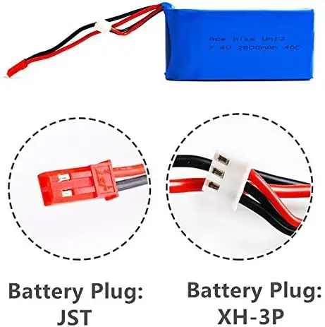 Batería WLtoys V262 7,4 V 2800mAh 2S batería Lipo para WLtoys V262 V323 V666 Quadcopter paquete de 2 con cargador USB - imagen 3