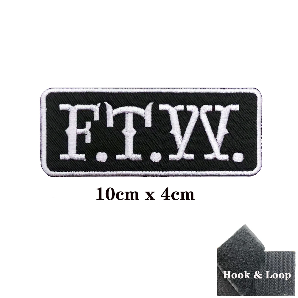 FTW etiqueta de nombre hierro en gancho respaldo divertido Punk Rock bordado motociclista motocicleta parches para chaleco sombrero Jeans - imagen 3
