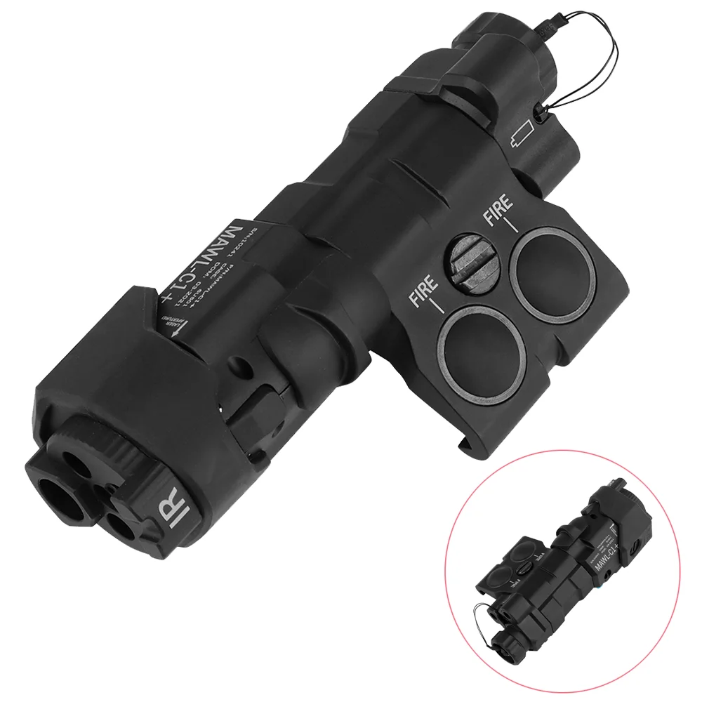 MAWL táctico C1 + caja de batería portátil para caza CR123/AAA, caja impermeable, montaje en riel, accesorios para pistola de Paintball Airsoft