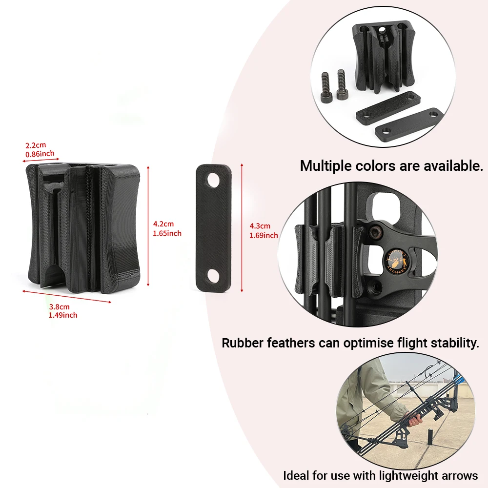 Carcaj de flecha de tiro con arco con eje de flecha de TPU, Material suave fácil de instalar, arco compuesto de más de 7,5mm, puede contener 3 flechas para accesorios de arco - imagen 2