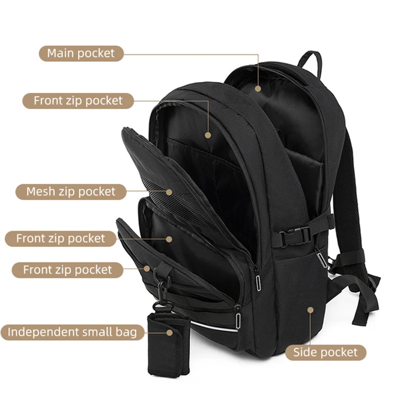 Mochila para hombre, bolsa de ordenador de negocios, mochila escolar para estudiantes, bolsillo multifuncional de gran capacidad, bolsas para viajes al aire libre, Camping y senderismo - imagen 3