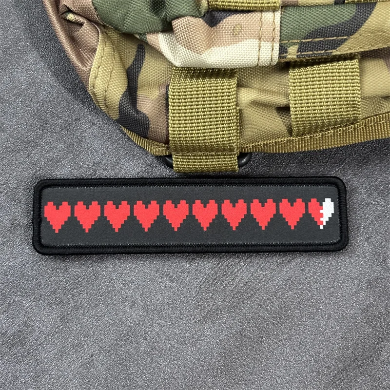 Parche impreso "símbolo de corazón rojo" para ropa, insignia de moral táctica, parche militar con gancho, pegatinas para mochila - imagen 2