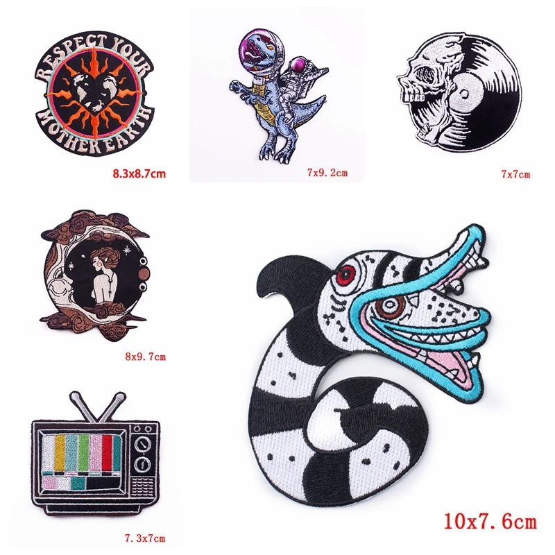 10 unids/lote cinta/parche bordado de calavera parche Punk de terror parches para planchar para ropa parches termoadhesivos en ropa coser DIY - imagen 4