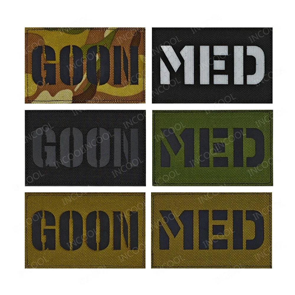 Parches reflectantes IR GOON MED, apliques de corte láser, brazalete, gancho de hombro, insignia de lazo para ropa, uniforme, chaleco, mochila - imagen 2