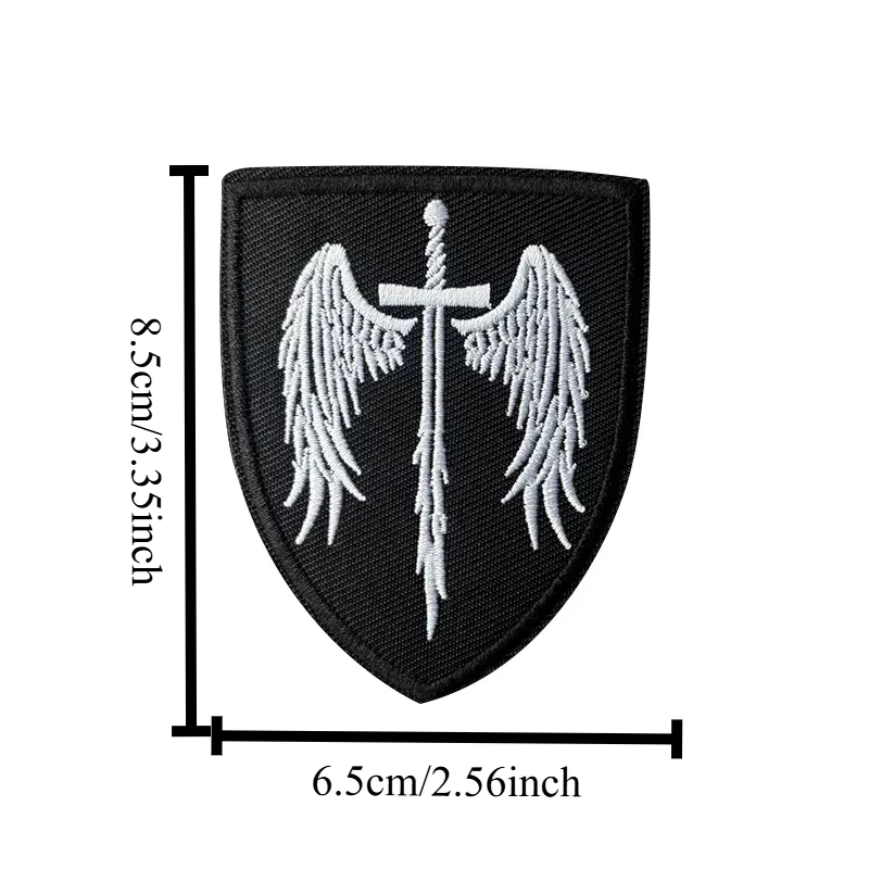 Parche táctico bordado escudo con espada alada moral velcro - imagen 2
