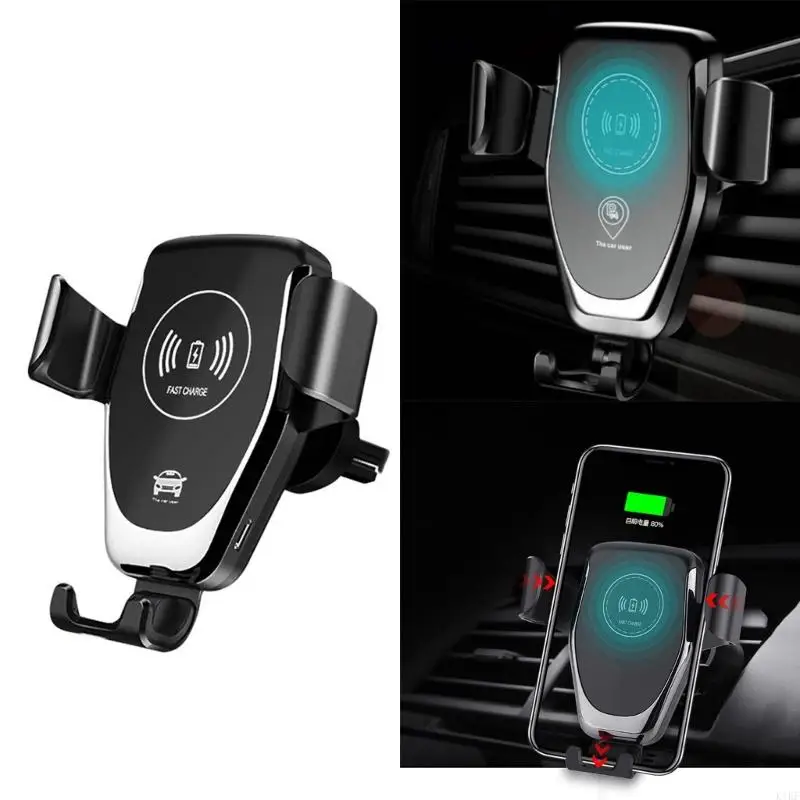 Carga inalámbrica CAR Teléfono Montaje aire Ventilador aire Stand Auto Clamp 360 Herramienta material ABS giratoria