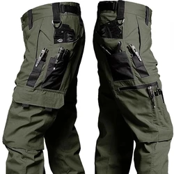 Pantalones tácticos pantalones de caza de camuflaje entrenamiento senderismo Airsoft Paintball pantalones Cargo para hombres ropa de trabajo resistente al desgaste con múltiples bolsillos