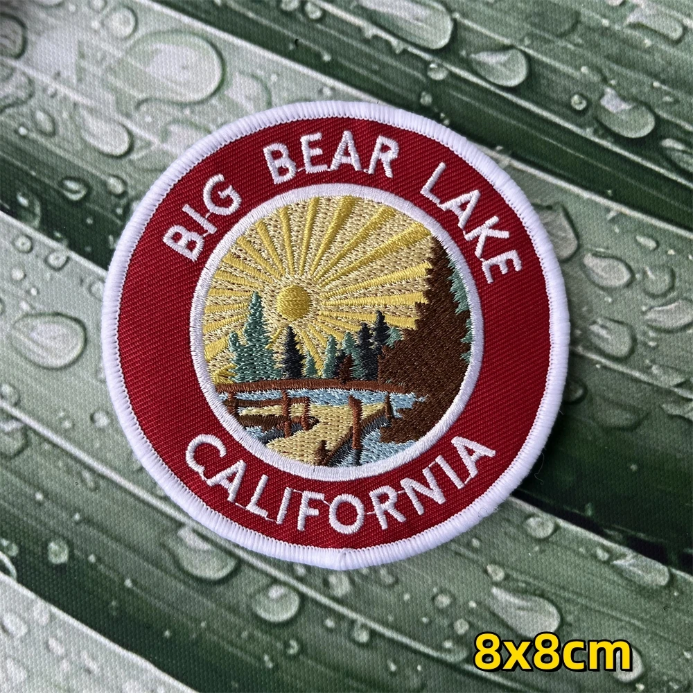 Parches tácticos de BIG BEAR LAKE CALIFORNIA, insignia militar, brazalete, mochila, gancho y bucle, pegatina bordada - imagen 5