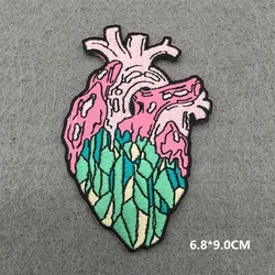 Pegatinas bordadas para planchar ropa Punk rosa con dibujos animados