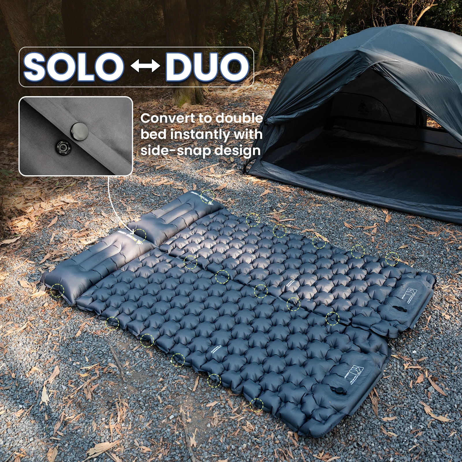 Colchón de aire inflable Onetigris, colchoneta para dormir para acampar, colchón turístico ultraligero para exteriores, colchoneta Glamping para senderismo, bomba integrada - imagen 2