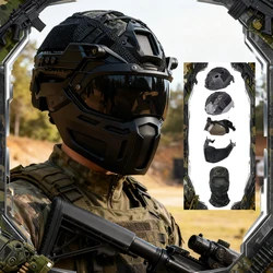 Casco táctico MOLLE con máscara y funda – Set para Paintball/Airsoft