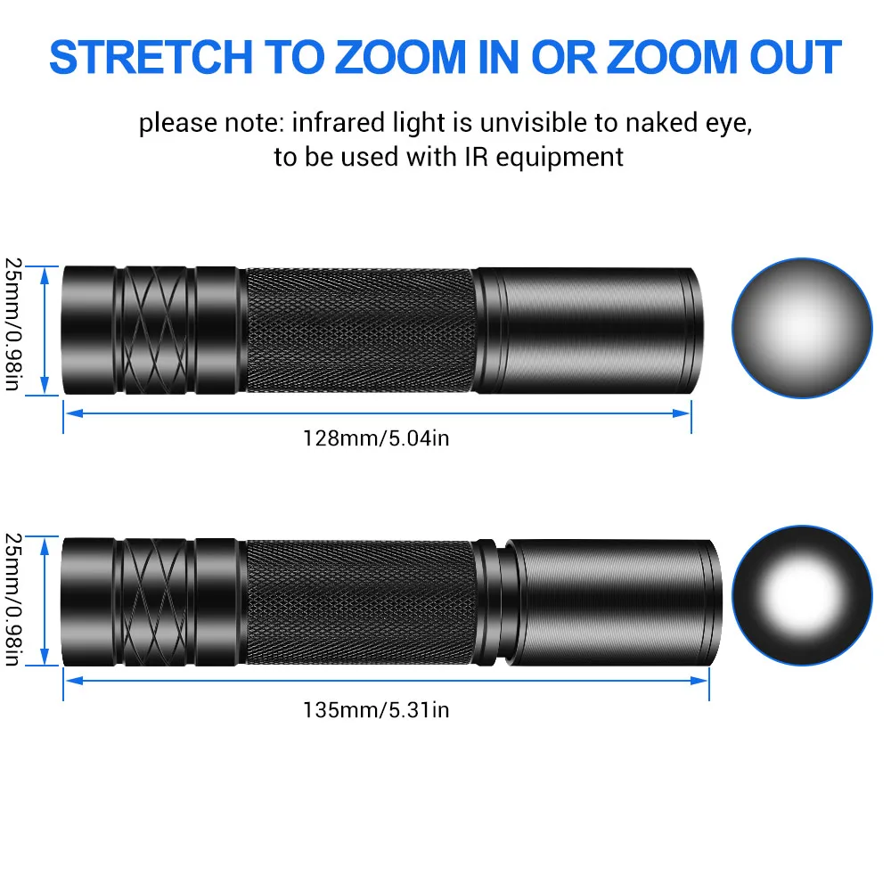 Linterna infrarroja VSCEL, iluminador infrarrojo con zoom para mira de visión nocturna, luces de pistola de arma táctica, 850nm/940nm - imagen 4