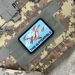 Parche bordado de dinosaurio pterodáctilo con velcro para mochila