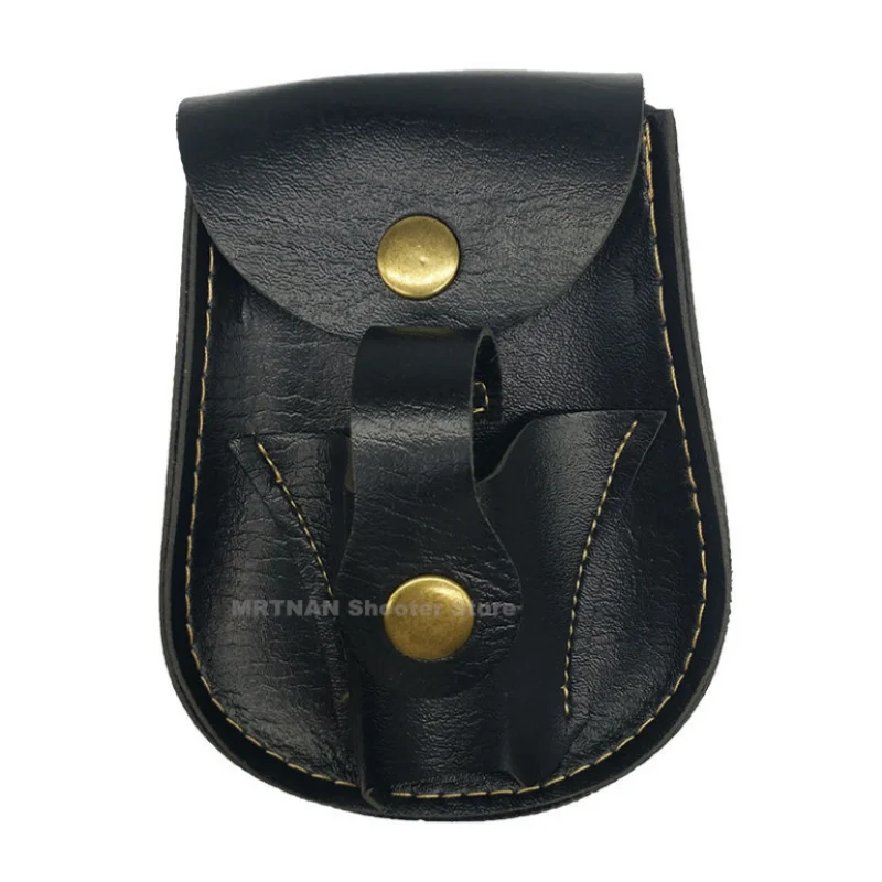 Bolsa de almacenamiento con bola de acero para tirachinas, riñonera integrada de succión magnética multifuncional de cuero hecha a mano, color negro/marrón - imagen 5