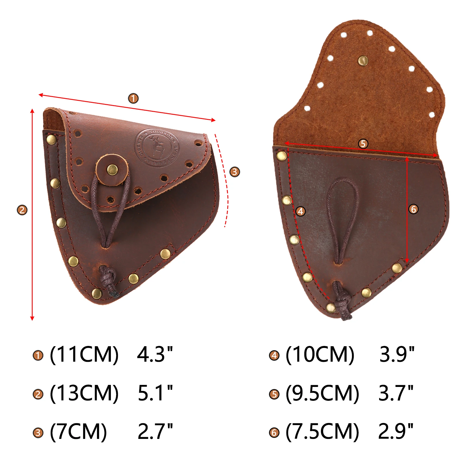 Tourbon-Funda de cuero para hacha de acampada al aire libre, cubierta de hoja de hacha, portador de funda de cabeza marrón - imagen 4