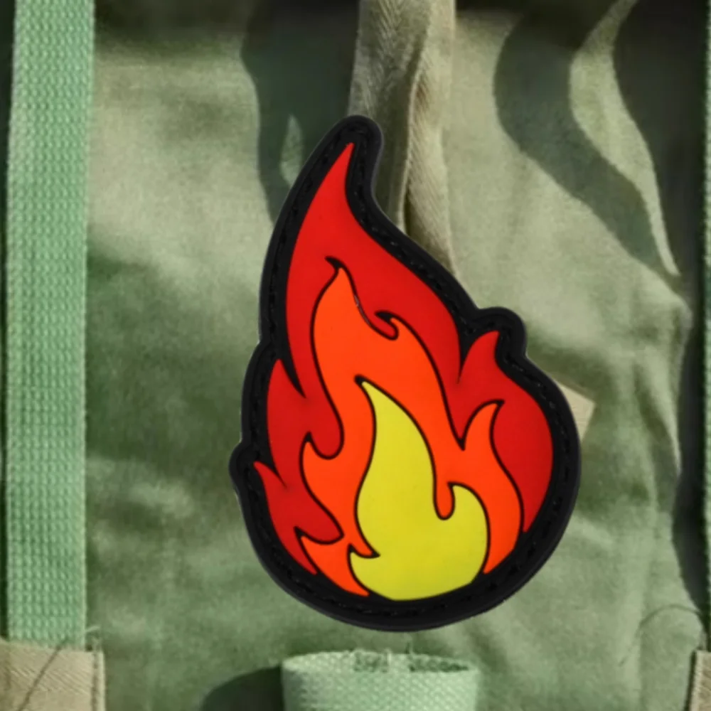 Parches de insignia de moral en forma de llama, accesorios de llama para brazalete militar táctico, gancho y bucle, pegatinas de sombrero de mochila al aire libre - imagen 2