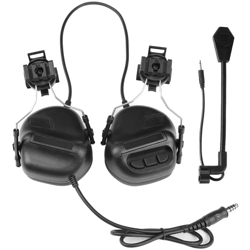 Auriculares tácticos para casco con adaptador de riel rápido, auriculares de comunicación, auriculares para disparar al aire libre - imagen 4