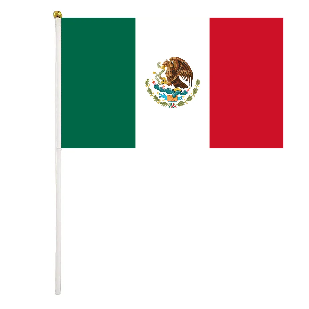 10 unids/lote banderas onduladas a mano de México 14x21cm bandera de México al por mayor - imagen 2