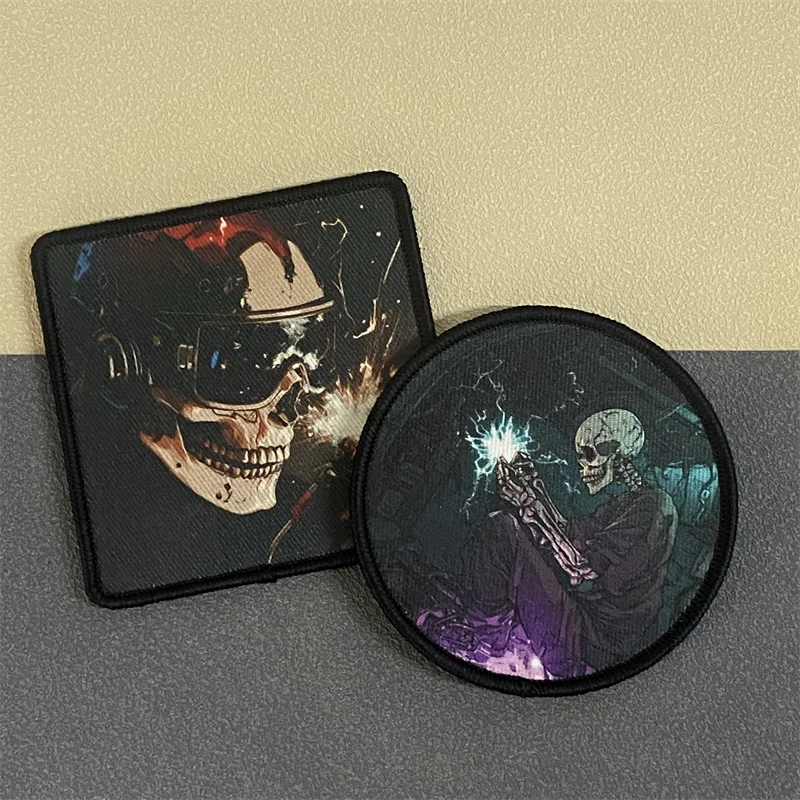 Parche de calavera de soldadura, insignia de moral táctica, gancho y bucle con estampado militar, mochila, ropa, accesorios decorativos, pegatina, brazalete - imagen 2