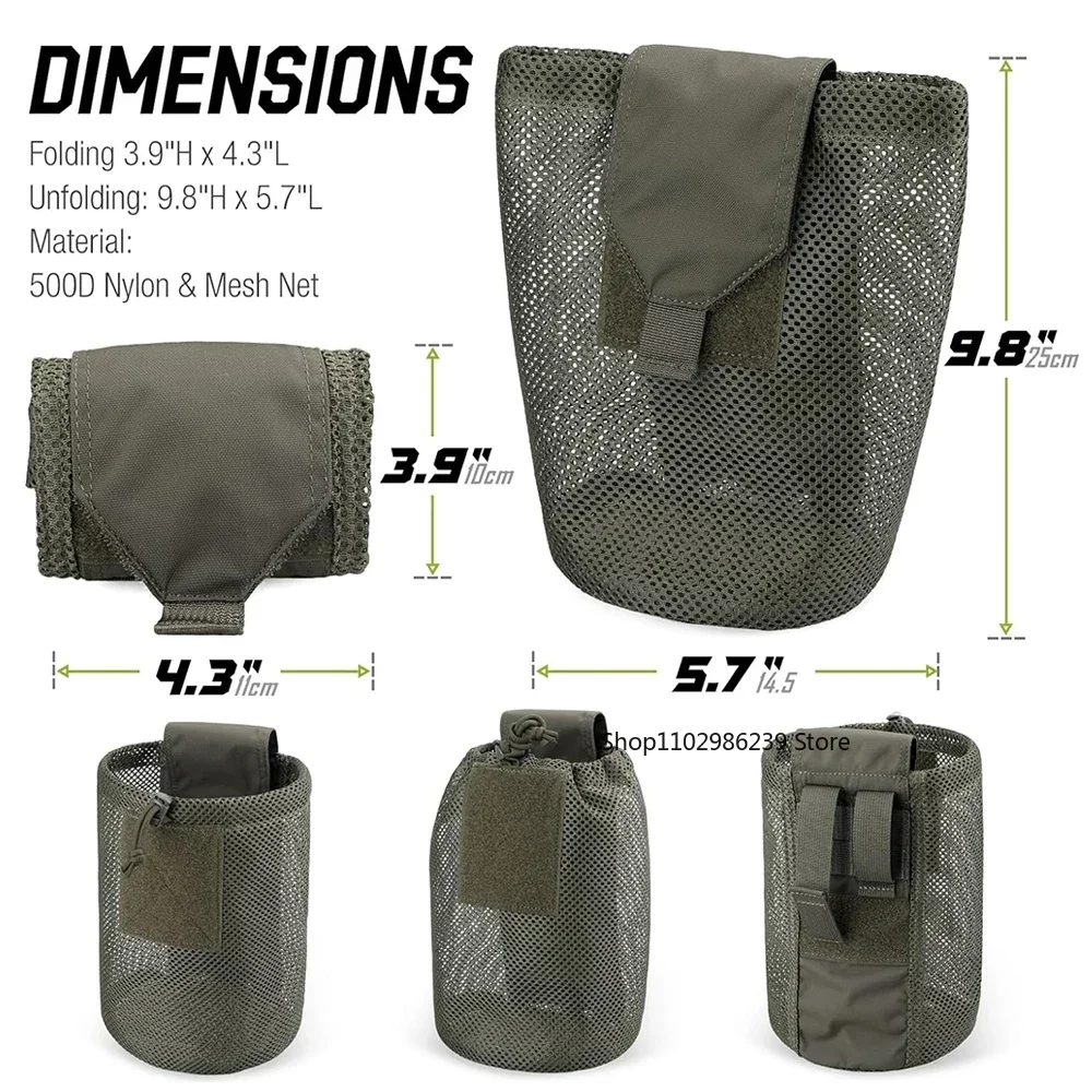 Bolsa táctica MOLLE para volcar, bolsa de utilidad para revistas con cordón enrollable, riñonera plegable con bolsillo EDC de malla para caza y tiro - imagen 2