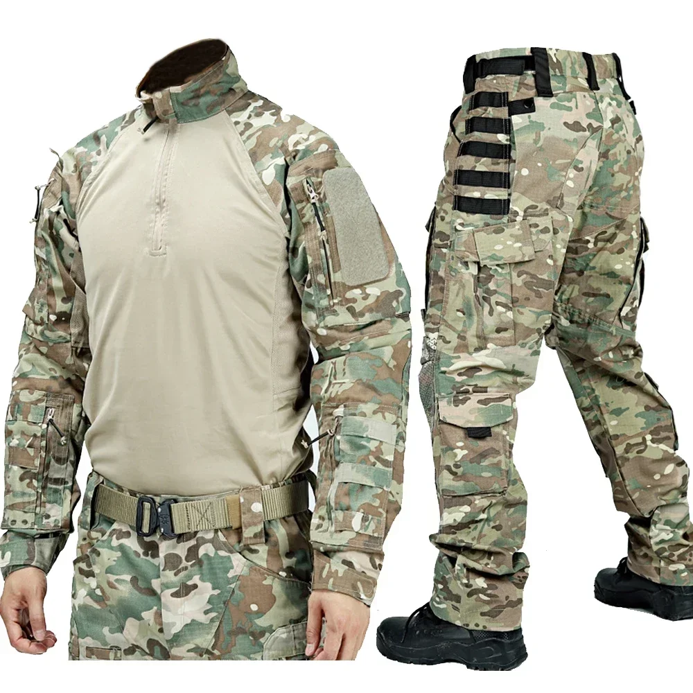 Traje táctico de entrenamiento de caza para hombre, conjunto de 2 piezas, Camuflaje, secado rápido, uniforme táctico de rana - imagen 4