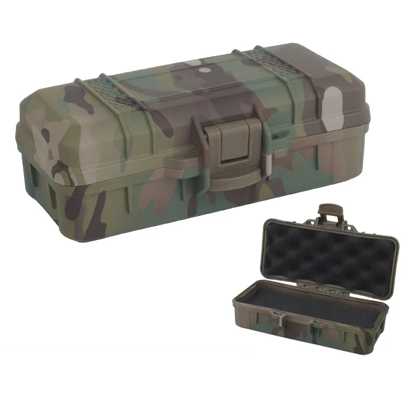 Caja de almacenamiento de herramientas de caza táctica, linterna de tiro Airsoft para exteriores, estuche de tienda de protección acolchado de espuma láser, 15,2x6,3 cm - imagen 2