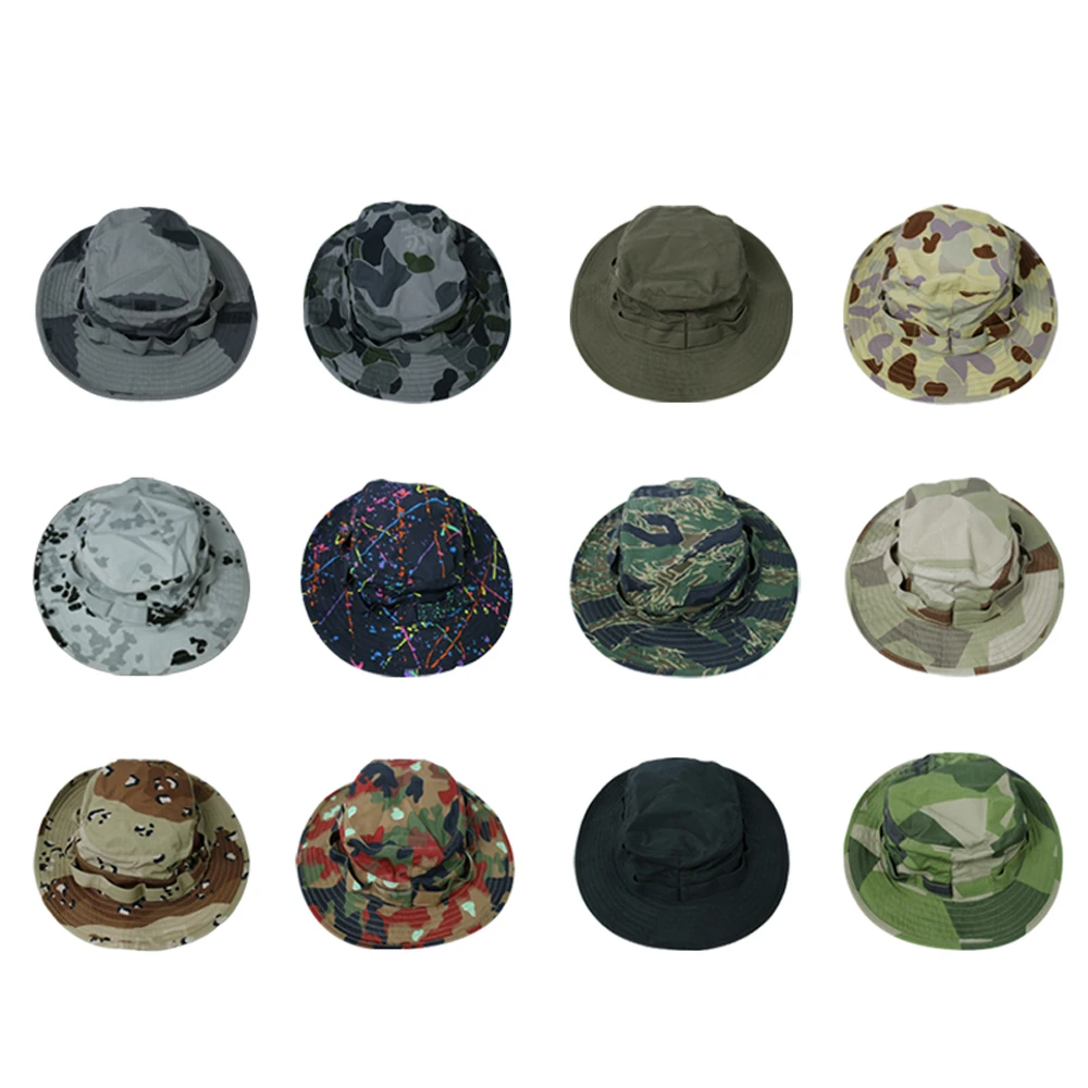 Parasol de camuflaje táctico para exteriores, protector solar transpirable, sombrero de ala corta, Color personalizable - imagen 3