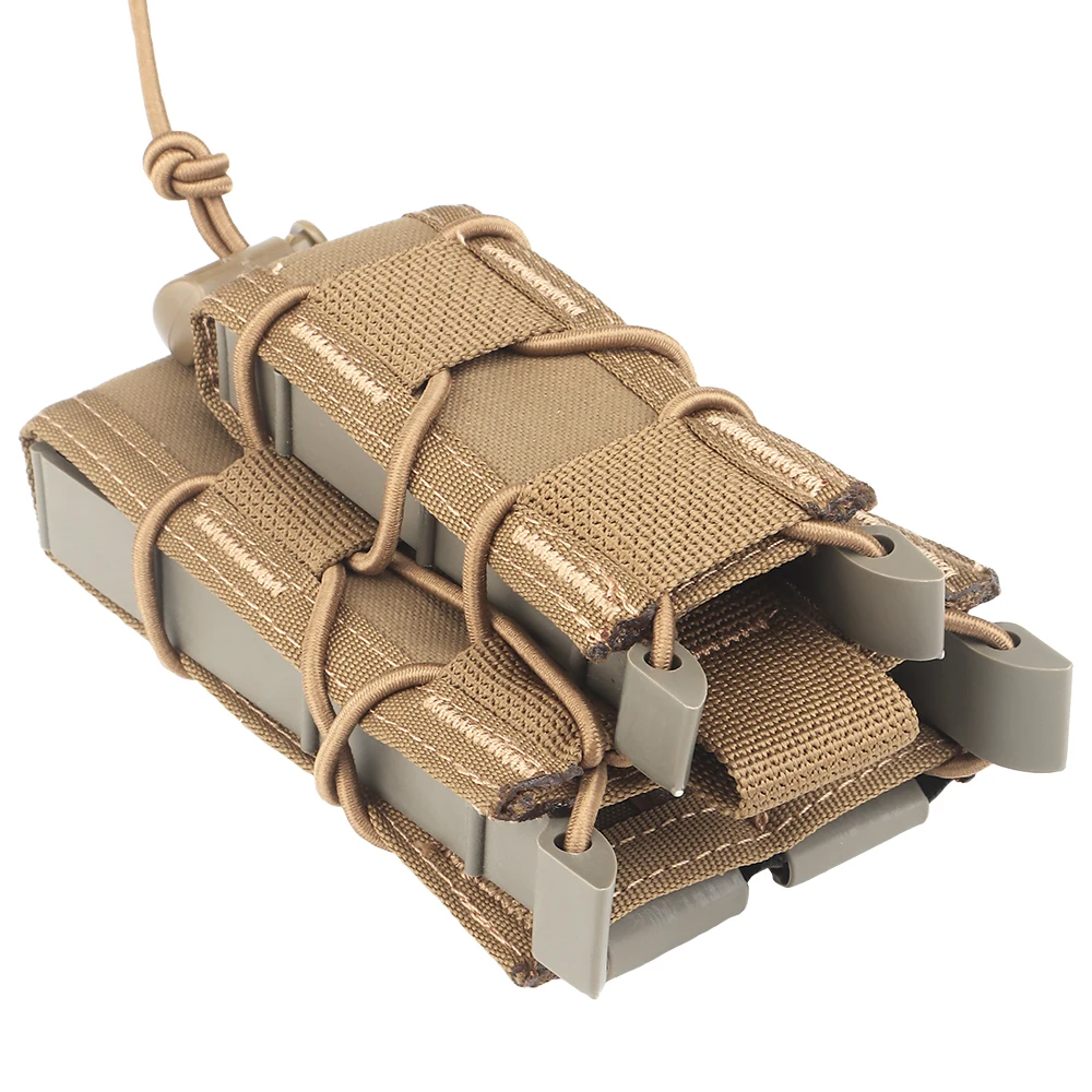 Molle-bolsa doble para Rifle y pistola Mag, soporte de 2 capas, 9mm/5,56, cinturón de sujeción rápida, juego de cargador - imagen 4