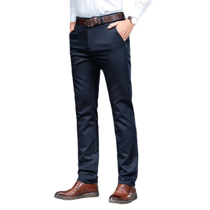 Lyocell-Pantalones de algodón para hombre, Pantalones masculinos de corte Regular, elásticos, rectos, resistentes al desgaste, a la moda, nuevos - imagen 5