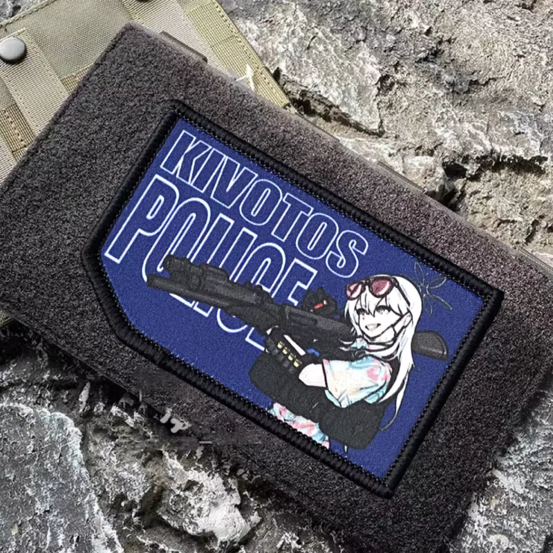 Parche táctico velcro archivo azul – Anime militar moral para mochila - imagen 5