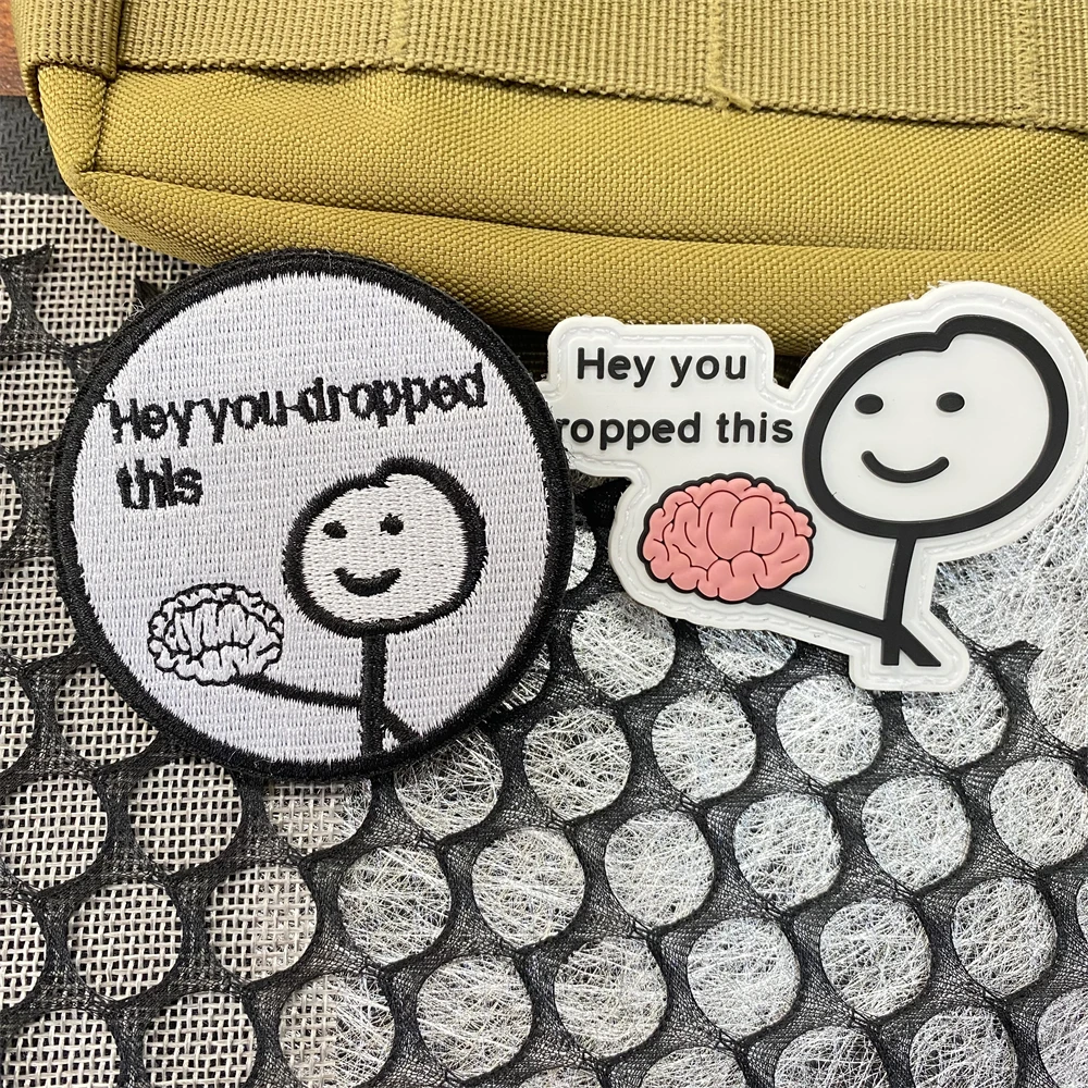 Hey You drop This Fuuny moral insignia bordada, parche táctico, emblema 3D, PVC, gancho y bucle, mochila, sombrero, accesorios, pegatina - imagen 2