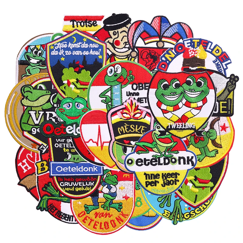 10 Uds. Parches bordados aleatorios de Países Bajos Oeteldonk en ropa parche de Carnaval de Países Bajos parches para planchar para insignia de ropa - imagen 2