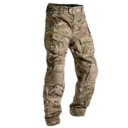Pantalones tácticos Multicam resistentes con rodilleras para paintball