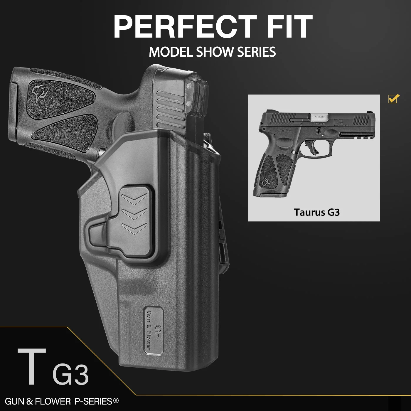 Sólo compatible con funda Taurus G3, funda de polímero OWB para sistema de liberación de dedo índice Taurus G3/canto ajustable, bolsos de mano derecha - imagen 2