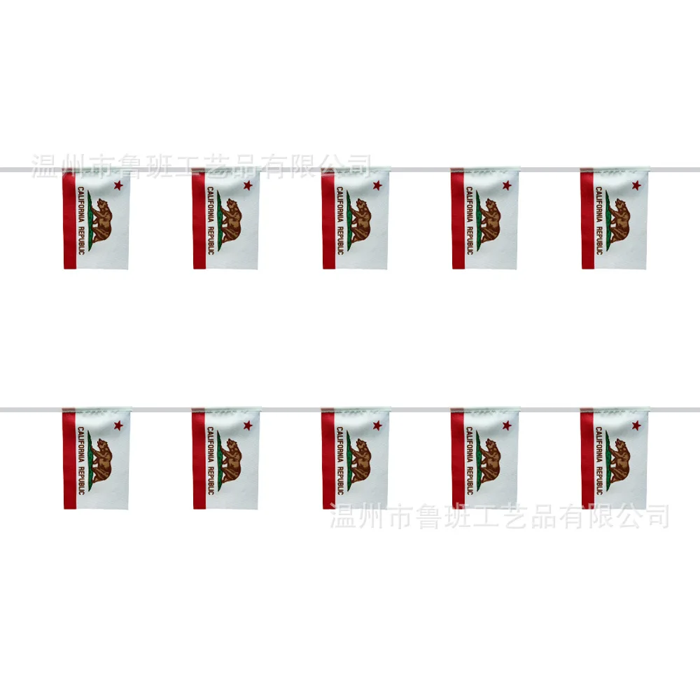 Banderines SKY FLAG de California, 14x21cm, 20 unids/lote, banderas de hilo de EE. UU., bandera de glicín para decoración de fiesta y Festival