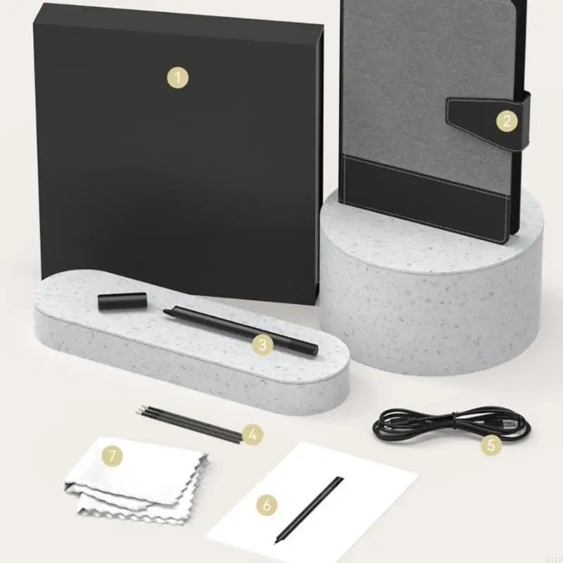Cuaderno escritura borrable con papel reutilizable, juego bolígrafos digitales portátiles para escritura a mano Digital, - imagen 2